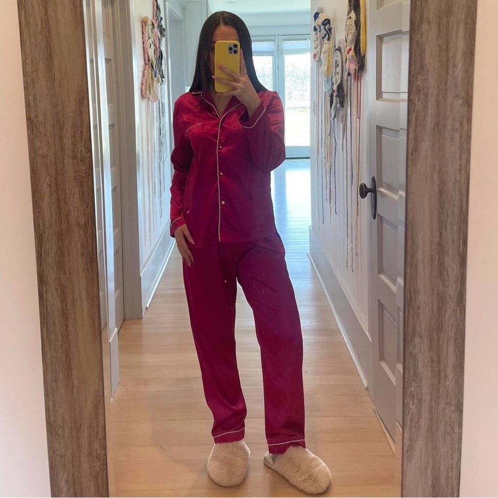 Pink Satin Pajama Set